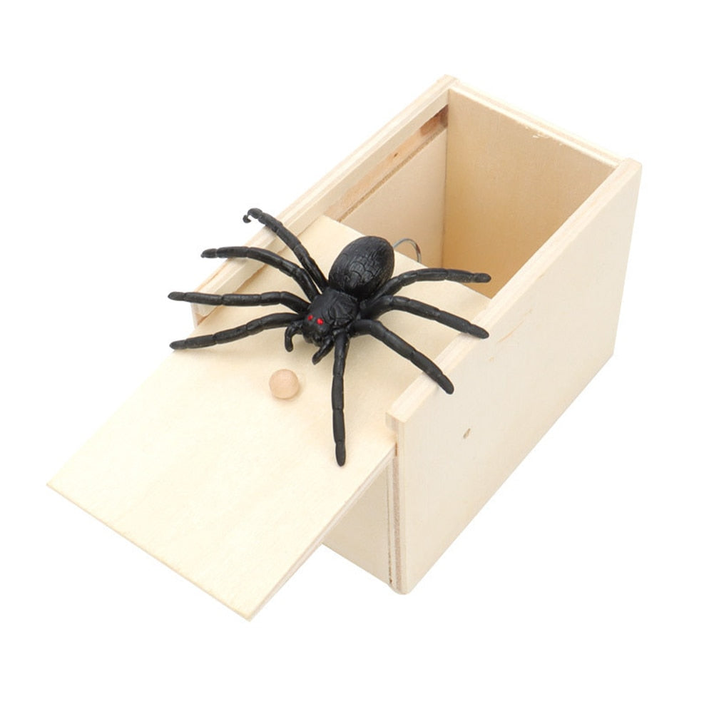 Wooden box spider prank. Enjoy the mayhem!